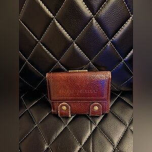 Burberry Authentic Embossed Red Leather Kisslock Wallet